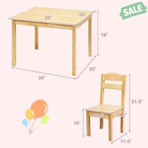 5 pcs Kids Pine Wood Multicolor Table Chair Set Deep Multicolor Kids Table & Chair Sets