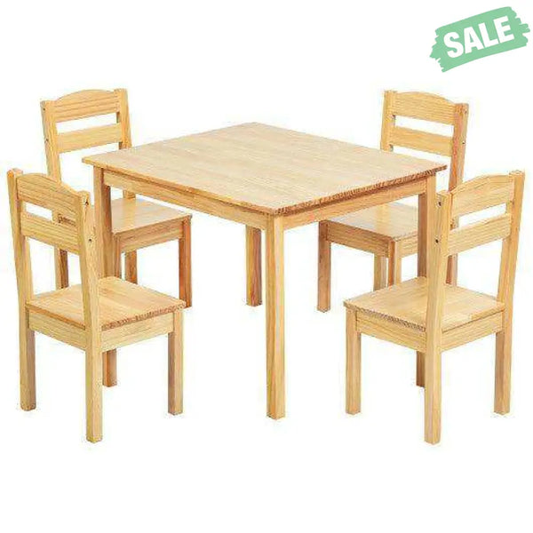 5 pcs Kids Pine Wood Multicolor Table Chair Set Deep Multicolor Kids Table & Chair Sets