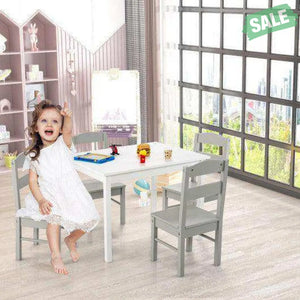 5 pcs Kids Pine Wood Multicolor Table Chair Set Deep Multicolor Kids Table & Chair Sets