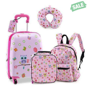 5 Piece Kids Luggage Set with Backpack Neck Pillow Name Tag Lunch Bag-Dark Blue Dark Blue Kids Luggage