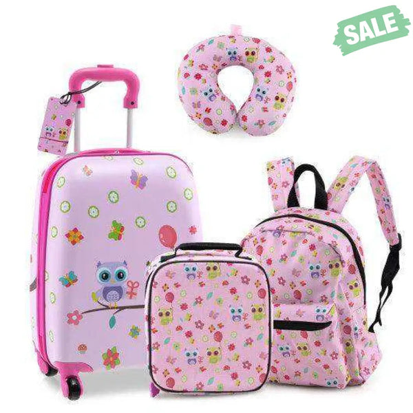 5 Piece Kids Luggage Set with Backpack Neck Pillow Name Tag Lunch Bag-Dark Blue Dark Blue Kids Luggage