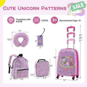 5 Piece Kids Luggage Set with Backpack Neck Pillow Name Tag Lunch Bag-Dark Blue Dark Blue Kids Luggage