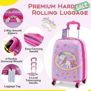 5 Piece Kids Luggage Set with Backpack Neck Pillow Name Tag Lunch Bag-Dark Blue Dark Blue Kids Luggage