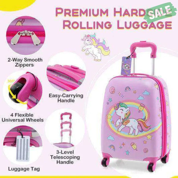 5 Piece Kids Luggage Set with Backpack Neck Pillow Name Tag Lunch Bag-Dark Blue Dark Blue Kids Luggage