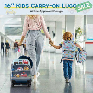5 Piece Kids Luggage Set with Backpack Neck Pillow Name Tag Lunch Bag-Dark Blue Dark Blue Kids Luggage