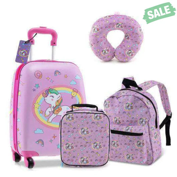 5 Piece Kids Luggage Set with Backpack Neck Pillow Name Tag Lunch Bag-Dark Blue Dark Blue Kids Luggage