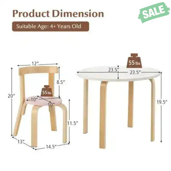 5-Piece Kids Wooden Curved Back Activity Table and Chair Set with Toy Bricks-Gray Gray Kids Table & Chair Sets