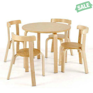 5-Piece Kids Wooden Curved Back Activity Table and Chair Set with Toy Bricks-Gray Gray Kids Table & Chair Sets