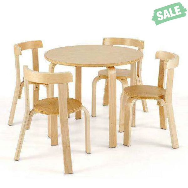 5-Piece Kids Wooden Curved Back Activity Table and Chair Set with Toy Bricks-Gray Gray Kids Table & Chair Sets