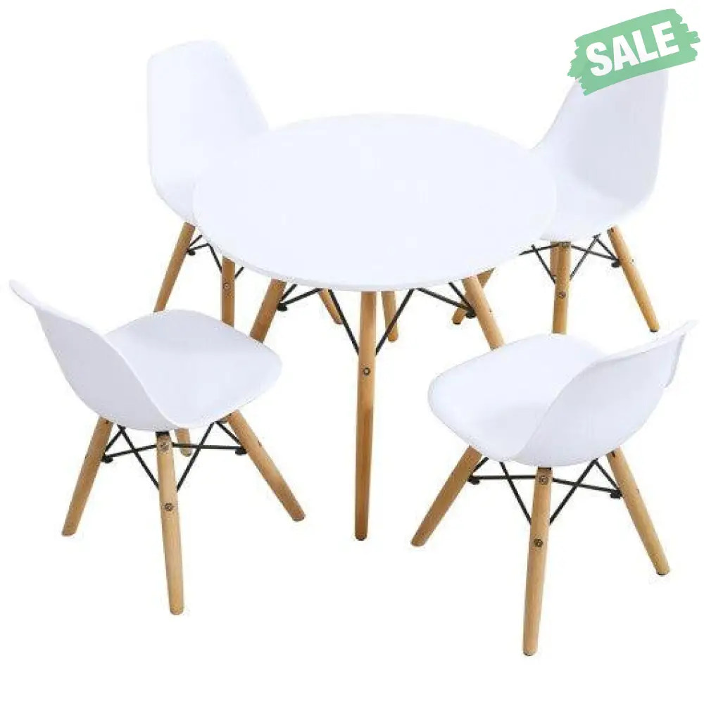 5 Pieces Kids Mid-Century Modern Table Chairs Set White Kids Table & Chair Sets