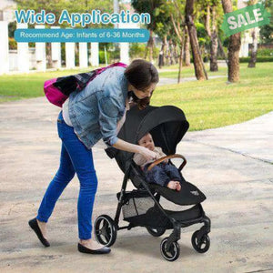 5-Point Harness Lightweight Infant Stroller with Foot Cover and Adjustable Backrest-Black Black Baby Strollers