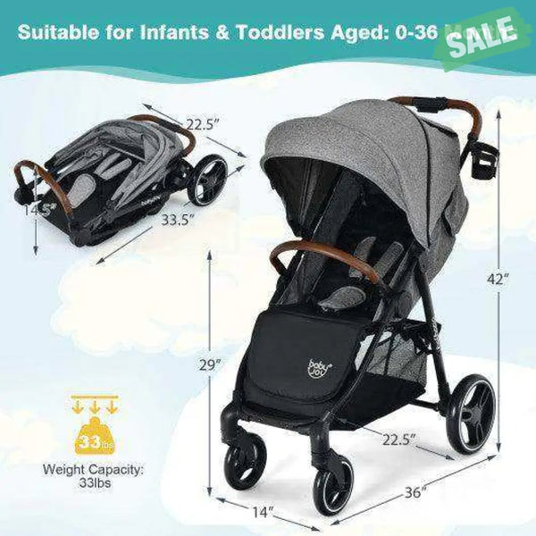 5-Point Harness Lightweight Infant Stroller with Foot Cover and Adjustable Backrest-Black Black Baby Strollers