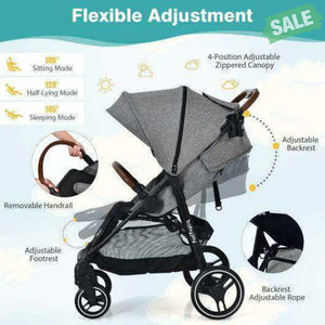 5-Point Harness Lightweight Infant Stroller with Foot Cover and Adjustable Backrest-Black Black Baby Strollers