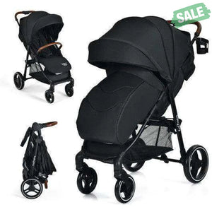5-Point Harness Lightweight Infant Stroller with Foot Cover and Adjustable Backrest-Black Black Baby Strollers