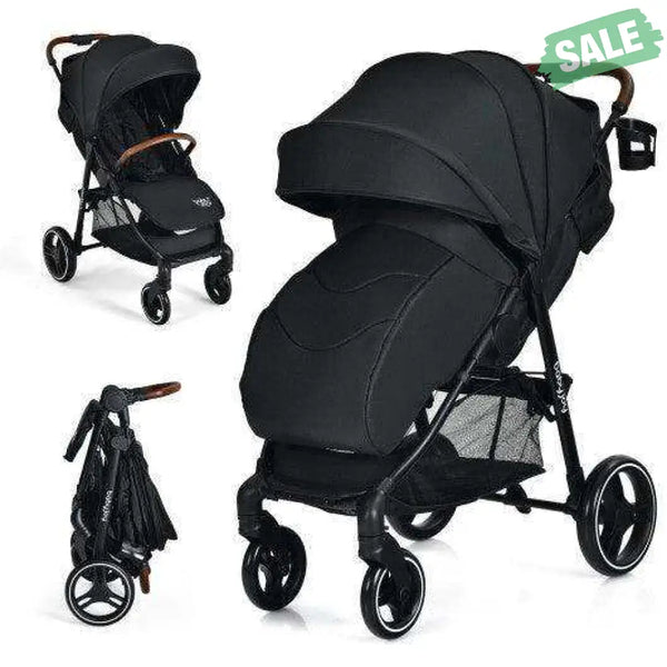 5-Point Harness Lightweight Infant Stroller with Foot Cover and Adjustable Backrest-Black Black Baby Strollers