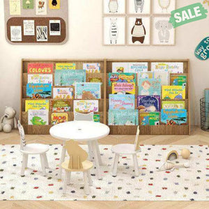 5-Tier Kids Bookshelf with Deep Compartments and Stable Baby Book Case-Natural