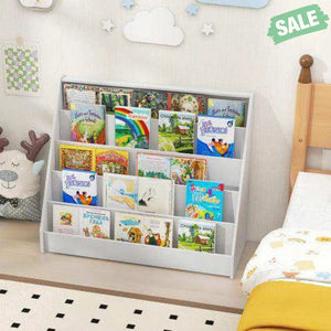 5-Tier Kids Bookshelf with Deep Compartments and Stable Baby Book Case-White