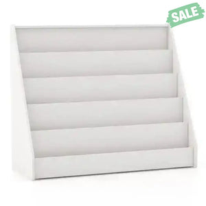 5-Tier Kids Bookshelf with Deep Compartments and Stable Baby Book Case-White
