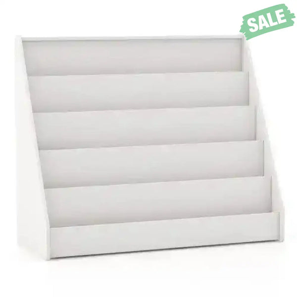 5-Tier Kids Bookshelf with Deep Compartments and Stable Baby Book Case-White