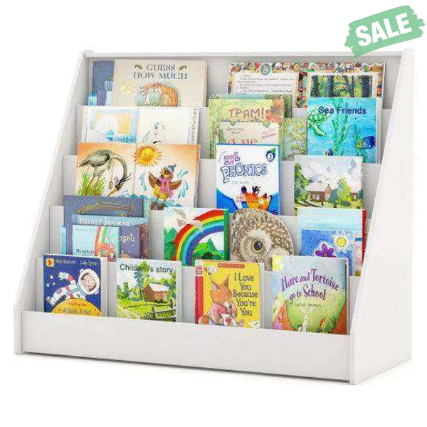 5-Tier Kids Bookshelf with Deep Compartments and Stable Baby Book Case-White