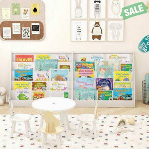 5-Tier Kids Bookshelf with Deep Compartments and Stable Baby Book Case-White