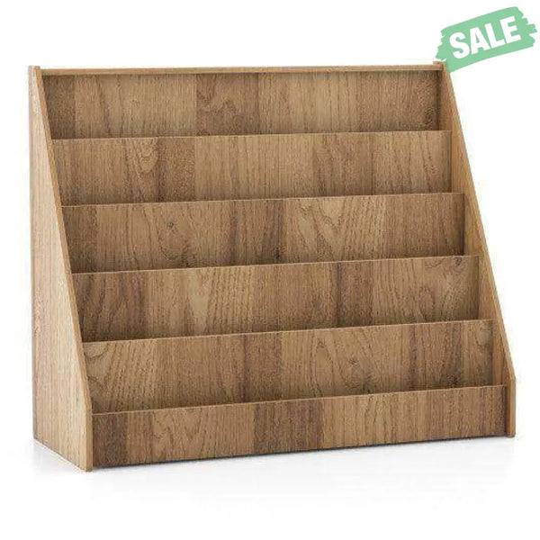 5-Tier Kids Bookshelf with Deep Compartments and Stable Baby Book Case-Rustic Brown Rustic Brown Kids Storage