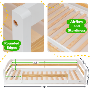 Twin Montessori-Inspired Floor Bed with Guardrails