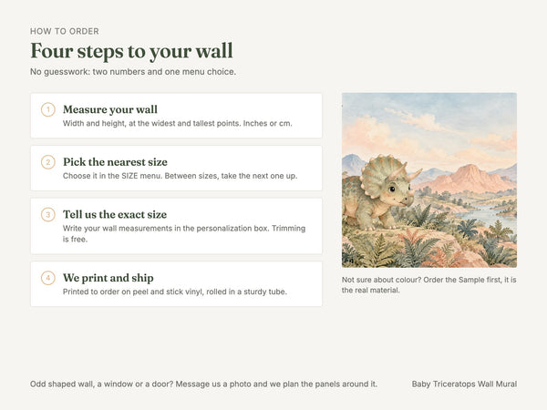 Watercolor Baby Triceratops Dinosaur Wall Mural, image 6