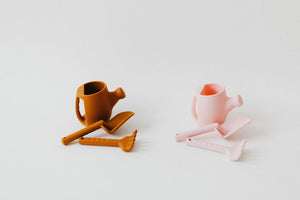 Silicone watering can set for babies, perfect beach toy for sand play, shown from angle 4.