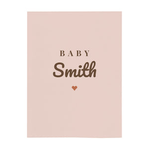 Baby Surname minky baby blanket in blush