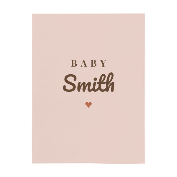Baby Surname minky baby blanket in blush
