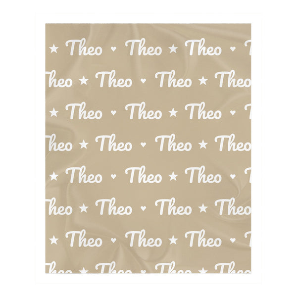 Name Pattern toddler sherpa blanket in oatmeal