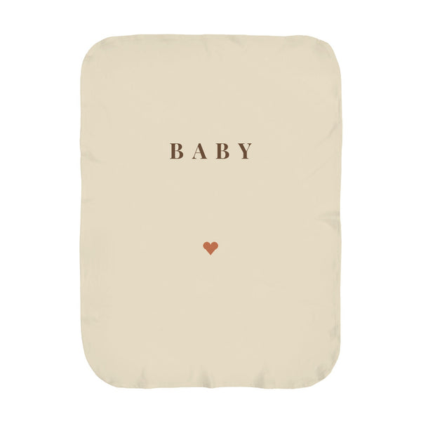Personalize the Baby Surname swaddle blanket in oat with your baby's name