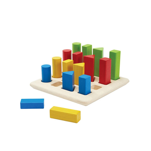 Geometric peg board for babies, promoting early learning and sensory play, shown from angle 7.