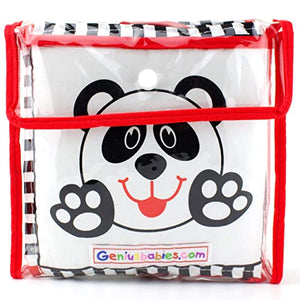 Soft Cloth Book of Animals and Cars in High Contrast Black White Red