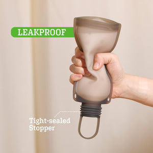 Haakaa Silicone Leakproof Stopper for bottles, angle view showcasing its design and functionality.