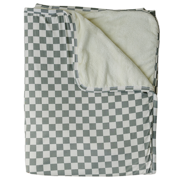 Light Green Checkered Bamboo Fleece Quilt - MOOGCO Baby