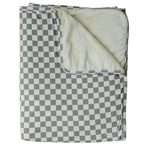 Light Green Checkered Bamboo Fleece Quilt - MOOGCO Baby