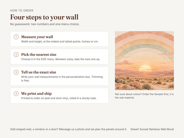 Watercolor Desert Sunset Rainbow Wall Mural, image 5