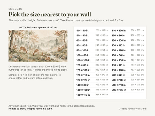 Watercolor Grazing Fawns Wall Mural, image 4