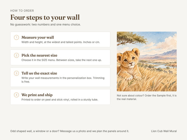 Watercolor Lion Cub Safari Wall Mural, image 6