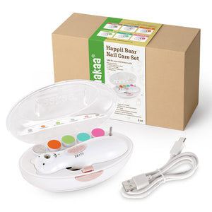 Haakaa Happii Bear Rechargeable Nail Trimmer Set for safe and easy baby nail care.