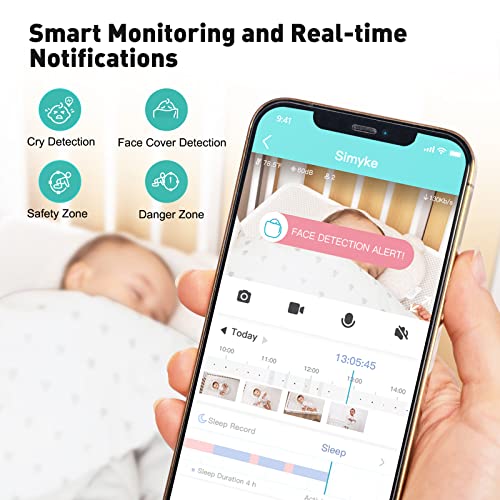 Simyke Smart Baby Monitor - 1080P HD Camera, Smartwatch Connectivity