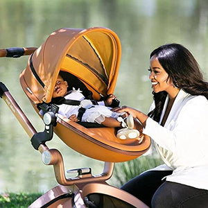 Baby Stroller: Height-Adjustable Seat and Reclining Baby Carriage with Four-Wheel Shock Absorption, Bidirectional, Elevated View, Stylish Stroller - MOOGCO Baby