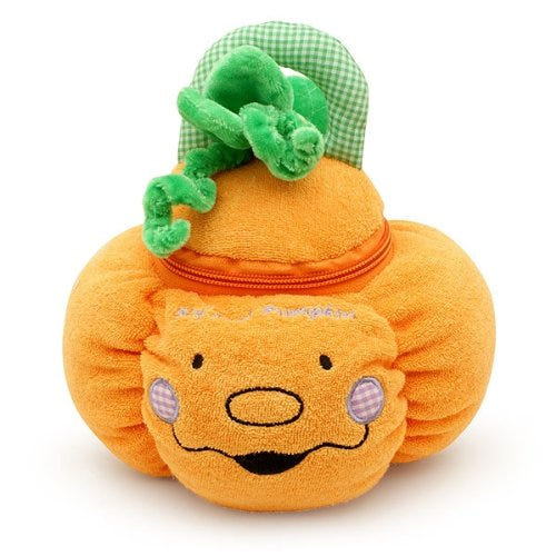 Halloween Stuffed Pumpkin Playset with 4 sensory toys for babies, perfect for festive playtime fun!