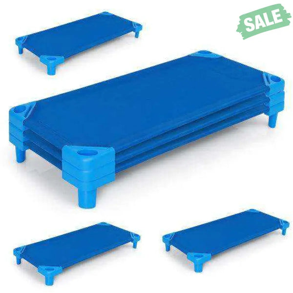 52 x 23 Inch Pack of 6 Kids Stackable Daycare Rest Mat Blue Toddler Beds