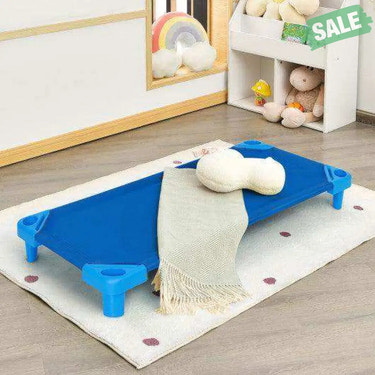 52 x 23 Inch Pack of 6 Kids Stackable Daycare Rest Mat Blue Toddler Beds