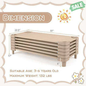 52 x 23 Inch Pack of 6 Kids Stackable Daycare Rest Mat Blue Toddler Beds