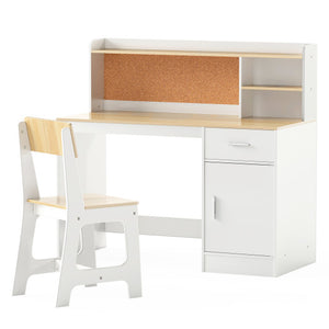 Kids Study Desk and Chair Set Student Table and Chair-Natural
