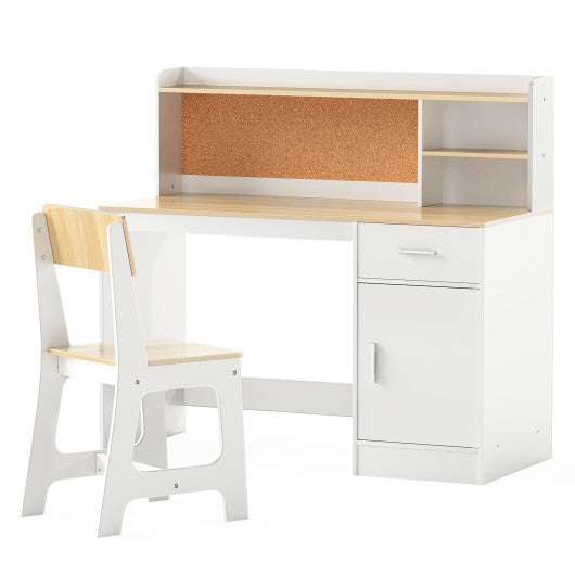 Kids Study Desk and Chair Set Student Table and Chair-Natural